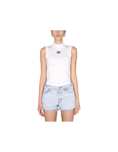 Shop Alexander Wang Top With Logo Patch In White