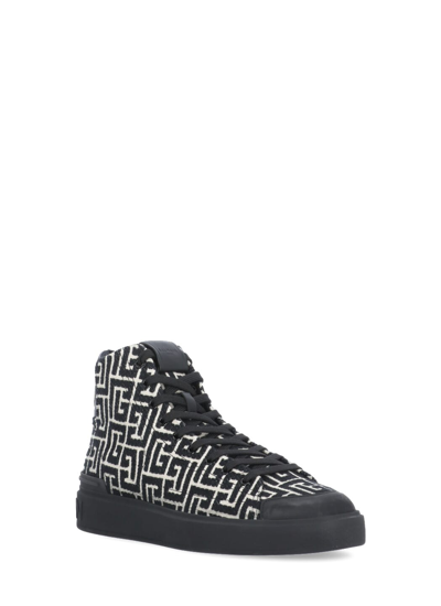 Shop Balmain Fabric Sneaker In Noir