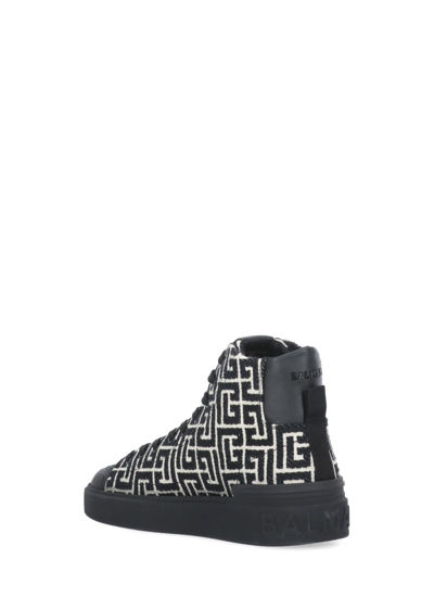 Shop Balmain Fabric Sneaker In Noir