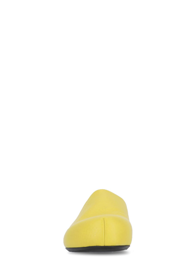 Shop Marni Pebbled Leather Sabot In Yellow