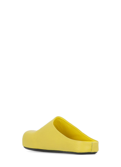 Shop Marni Pebbled Leather Sabot In Yellow