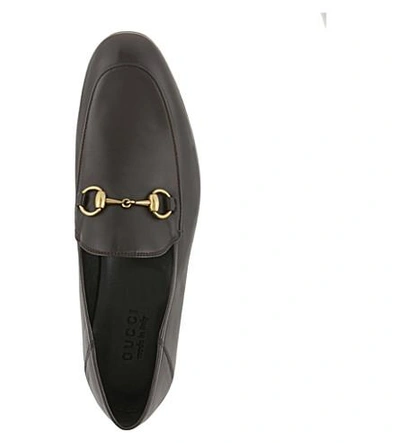 Shop Gucci Brixton Leather Loafers In Dark Brown