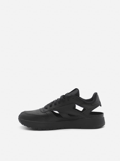 Shop Maison Margiela Tabi X Reebok Sneakers In Leather In Black