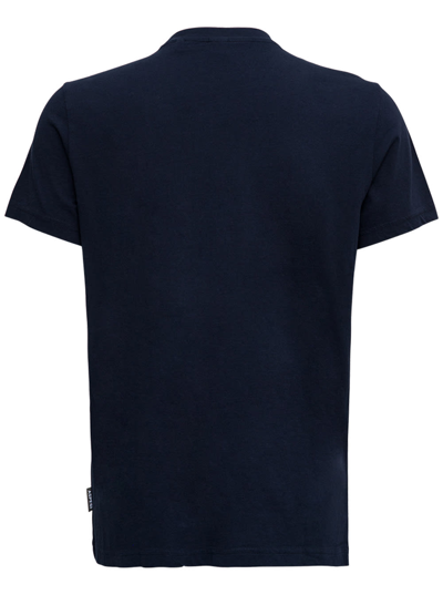 Shop Aspesi Blue Cotton T-shirt With Silenzio Font Print