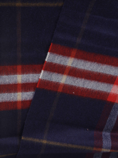 Shop Burberry Check Scarf In Navy / Red