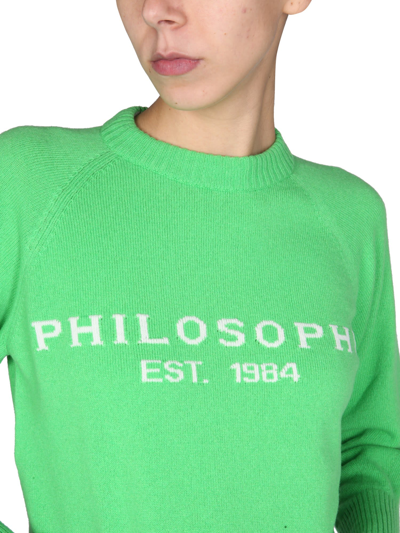 Shop Philosophy Di Lorenzo Serafini Sweater With Logo Inlay In Verde