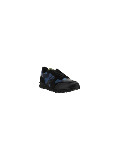 Shop Valentino Sneakers Rockrunner Camouflage In Bluette/marine