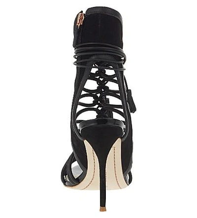 Shop Sophia Webster Lacey Leather Heeled Sandals In Black