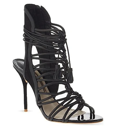 Shop Sophia Webster Lacey Leather Heeled Sandals In Black