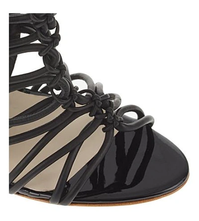 Shop Sophia Webster Lacey Leather Heeled Sandals In Black