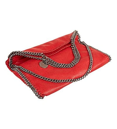 Shop Stella Mccartney Falabella Three-chain Shoulder Bag In Cherry Red