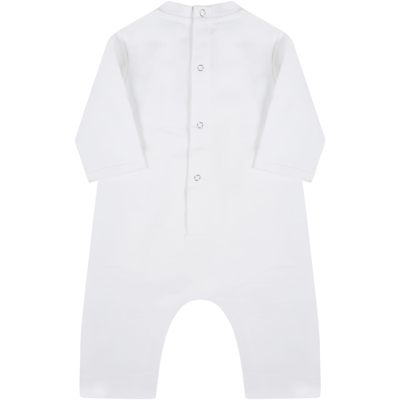 Shop Moncler White Babygrow For Baby Kids With Logo