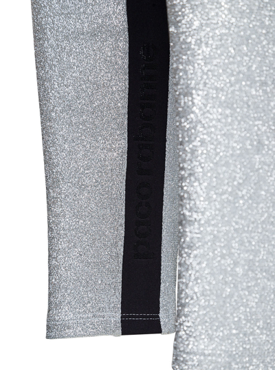 Shop Paco Rabanne Silver Leggings With Logoed Bands In Metallic