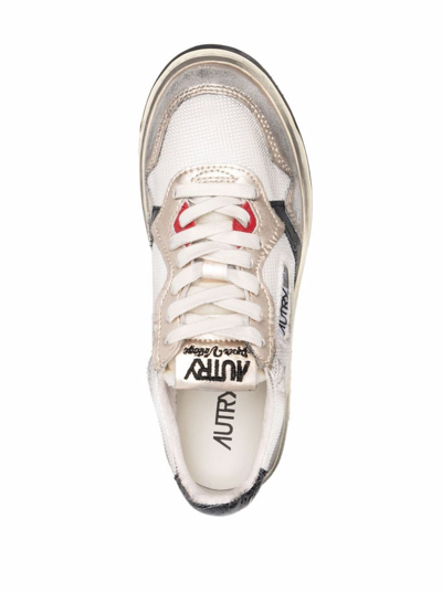 Shop Autry Vintage Low Leather Sneakers With Logo In White