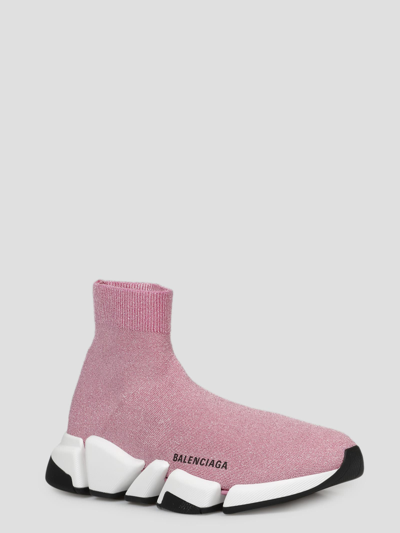 Shop Balenciaga Speed 2.0 Sneakers In Pink & Purple