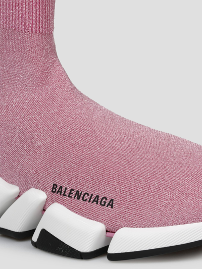 Shop Balenciaga Speed 2.0 Sneakers In Pink & Purple