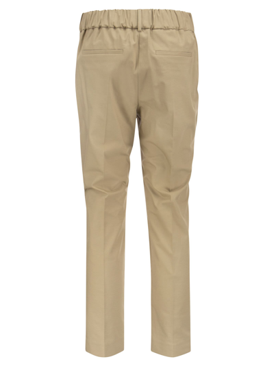 Shop Brunello Cucinelli Tailored Stretch Twill Cotton Jogger Trousers In Hazelnut