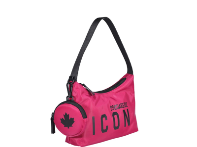 Shop Dsquared2 Be Icon Shoulder Bag In Fuchsia