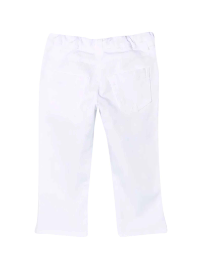Shop Moschino Newborn White Trousers In Bianco
