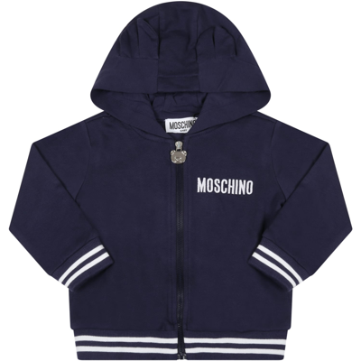 Shop Moschino Blue Tracksuit For Baby Boy With Logo