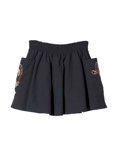 Shop Kenzo Gray Teen Mini Skirt In Antracite