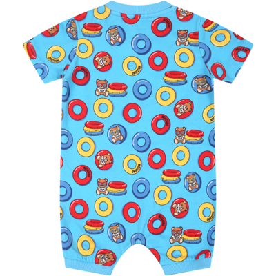 Shop Moschino Light-blue Set For Baby Boy With Teddy Bears In Light Blue