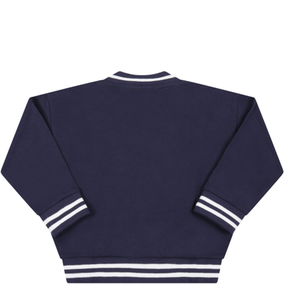 Shop Moschino Blue Sweatshirt For Baby Kids With Teddy Bear