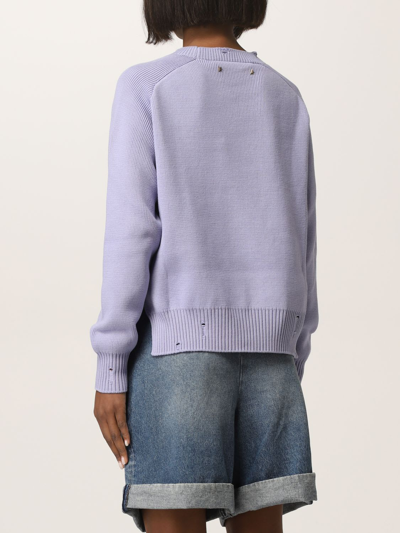 Shop Golden Goose Sweater With Lurex Logo In Lilac