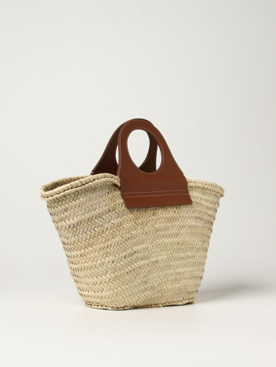 Shop Hereu Womans Woven Straw And Leather Shopper Bag