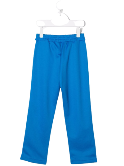 Shop Palm Angels Light Blue Jersey Joggers With Logo Print