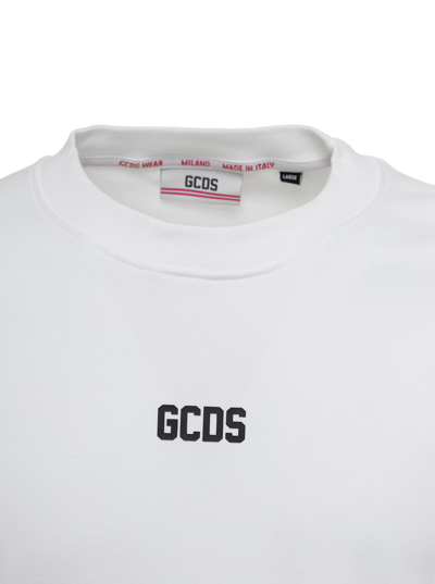 Shop Gcds Basic White Cotton T-shirt With Logo Print