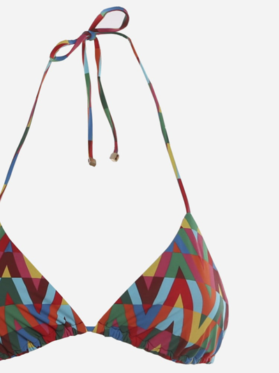 Shop Valentino Swimsuit With All-over Optical V Print In Multicolor