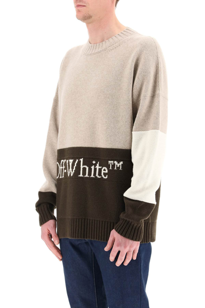 Shop Off-white Colour-block Knit Sweater In Dark Sand (beige)