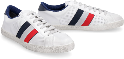 Shop Moncler Ryegrass Leather Low-top Sneakers In White