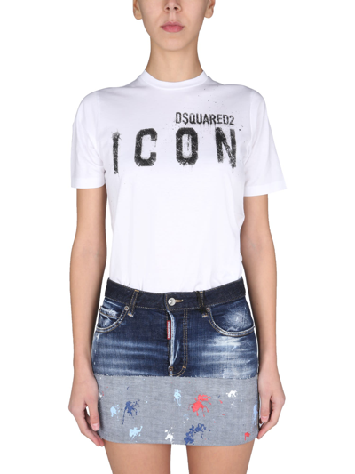 Shop Dsquared2 Icon Spray T-shirt In Bianco