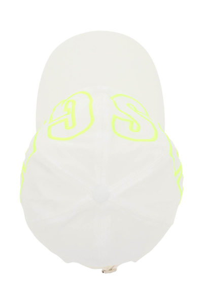 Shop Msgm Fluo Logo Baseball Cap In White Fluo Yellow (white)