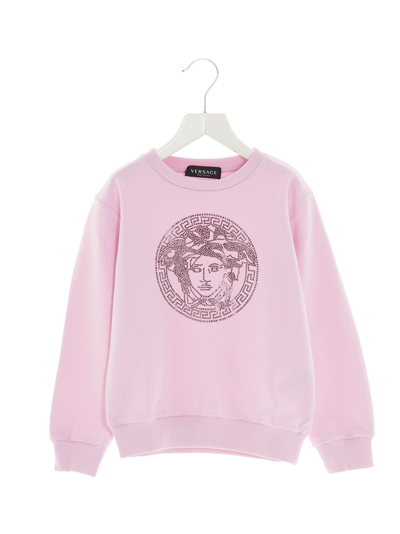 Shop Versace Cristal Medusa Sweatshirt In Pink
