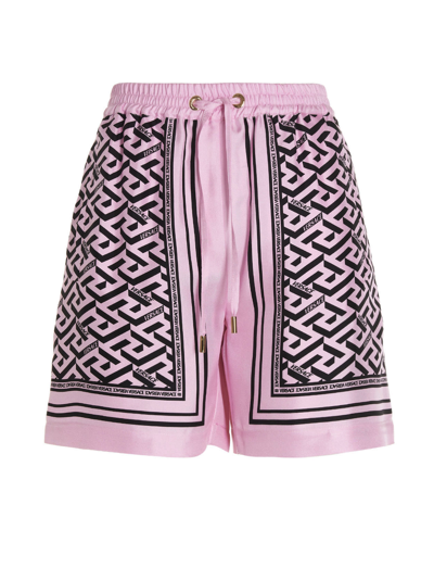 Shop Versace Monogram Foulard Short In Pink