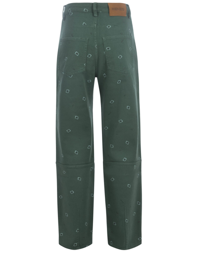 Shop Kenzo Pantaloni  In Denim In Verde
