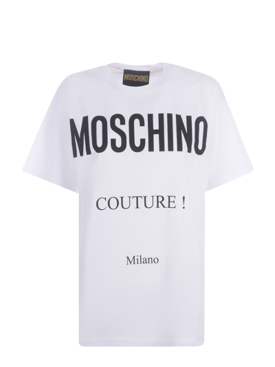 Shop Moschino T-shirt  Couture In Cotone In Bianco