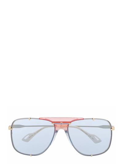 Shop Gucci Eyewear Gg0739s Gold Sunglasses