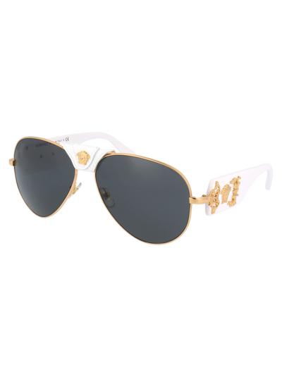 Shop Versace 0ve2150q Sunglasses In 134187 Gold