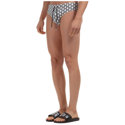 Shop Balmain Logo Swimming Brief In Bianco