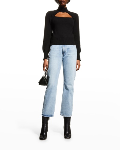 Shop Frame Cutout Cashmere Turtleneck Sweater In Noir