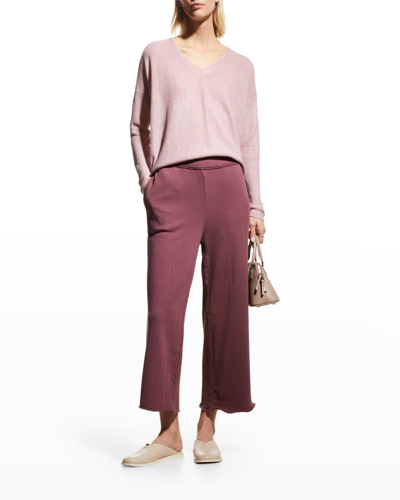 Shop Eileen Fisher Petite Organic Cotton Terry Crop Pants In Fig