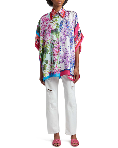 Shop Dolce & Gabbana Floral Scarf-print Silk Twill Shirt In Combined