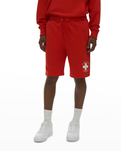 Shop Helmut Lang Men's Lifeguard Logo Sweat Shorts In Fiery Red