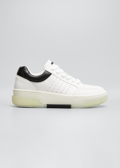 Shop Amiri Men's Stadium Perforated Clear-sole Low-top Sneakers In White Bl