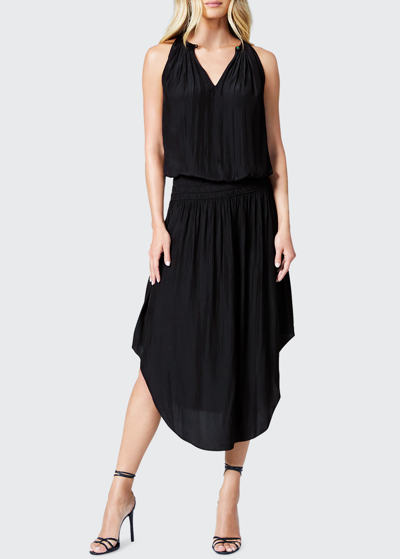 Shop Ramy Brook Audrey Sleeveless Blouson Midi Dress In Black