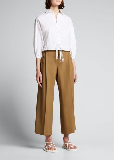 Cara Cara Embroidered Drawstring-waist Blouse In White